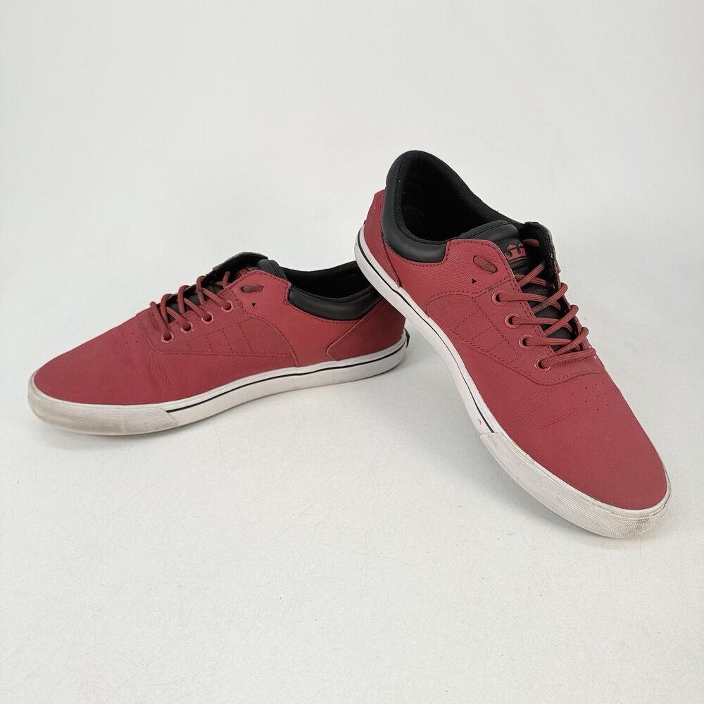 Supra Griffin Red Black White Mens Size 11 Low Top Skate Shoes Lace Up